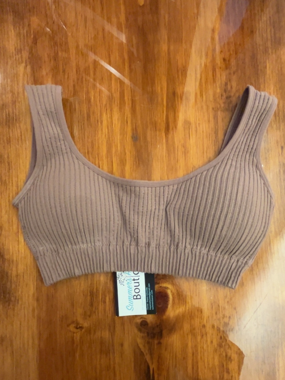 Taupe Ribbed Stretch Bralette